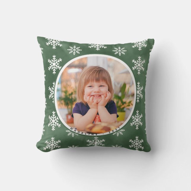 Snowflakes hiver Personnalisé Nom photo Coussin de (Recto)