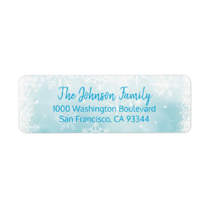 SNOWFLAKES Holiday Christmas Blue Return Address
