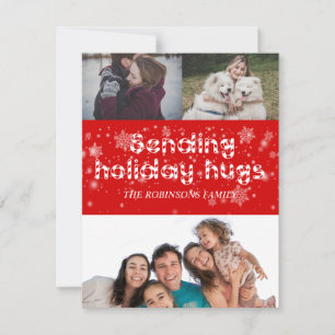 Snowflakes Holiday Hug Photo Greeting Card