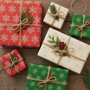 Snowflakes Homespun Pattern Christmas Wrapping Paper Sheet