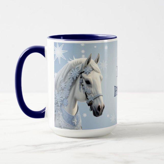 Snowflakes Horse Fête de Noël Mug (Gauche)