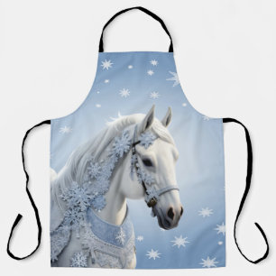 Snowflakes Horse Holiday Christmas Apron