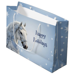 Snowflakes Horse Holiday Christmas Gift Bag