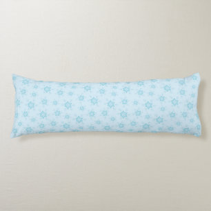 Snowflakes, Ice Blue, Icy Snowflakes, Snow Body Pillow