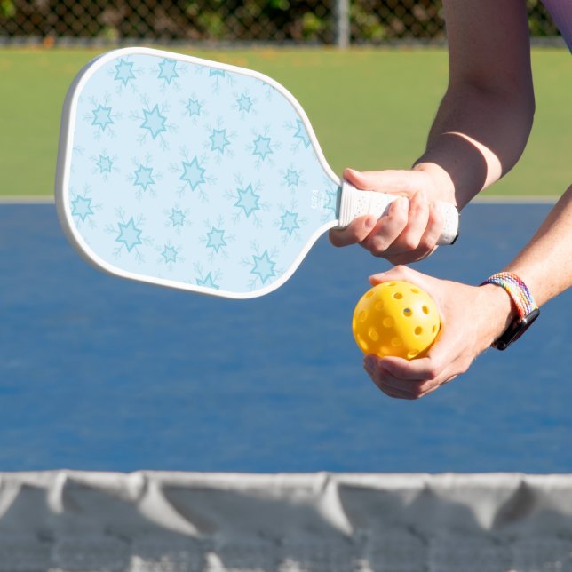 Snowflakes, Ice Blue, Icy Snowflakes, Snow Pickleball Paddle (Insitu)
