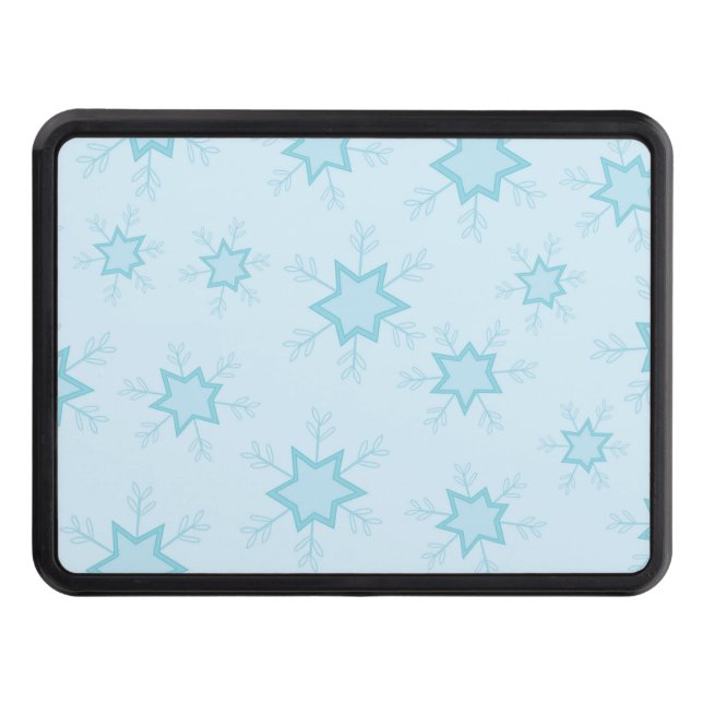 Snowflakes, Ice Blue, Icy Snowflakes, Snow Trailer Hitch Cover (Front)