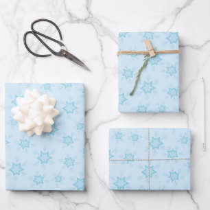 Snowflakes, Ice Blue, Icy Snowflakes, Snow Wrapping Paper Sheet