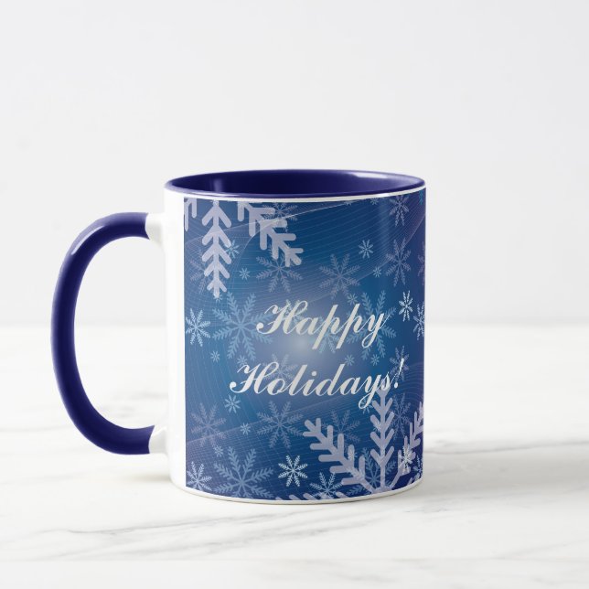 Snowflakes in Blue Mug (Left)
