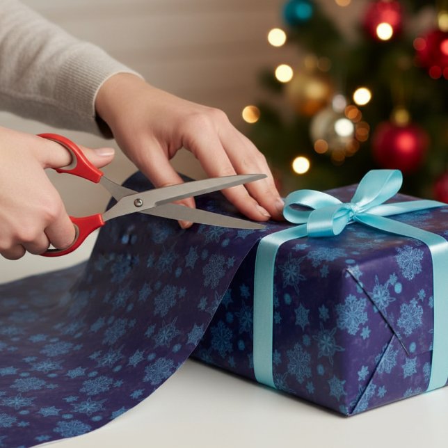 snowflakes in  dark blue  wrapping paper (Creator Uploaded)
