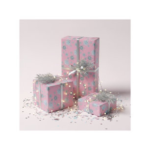 snowflakes in pale pink wrapping paper