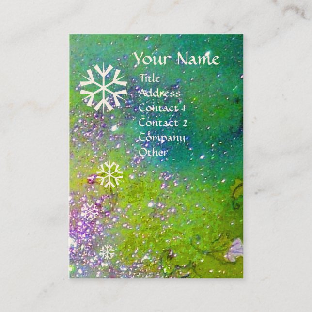 SNOWFLAKES IN SILVER SPARKLES BUSINESS CARD (Front)