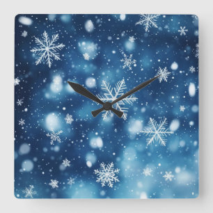 Snowflakes in the Night – Winter Wall Clock
