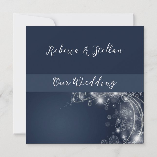 Snowflakes Invitation de mariage hivernal (Devant)