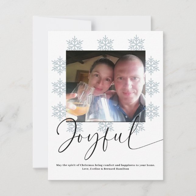 Snowflakes Joyful Merry Christmas  Holiday Card (Front)