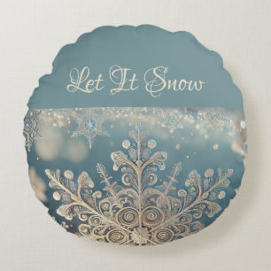 Snowflakes / Lace / Let It Snow Round Pillow