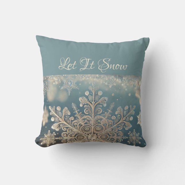 Snowflakes / Lace / Let It Snow Throw Pillow (Front)