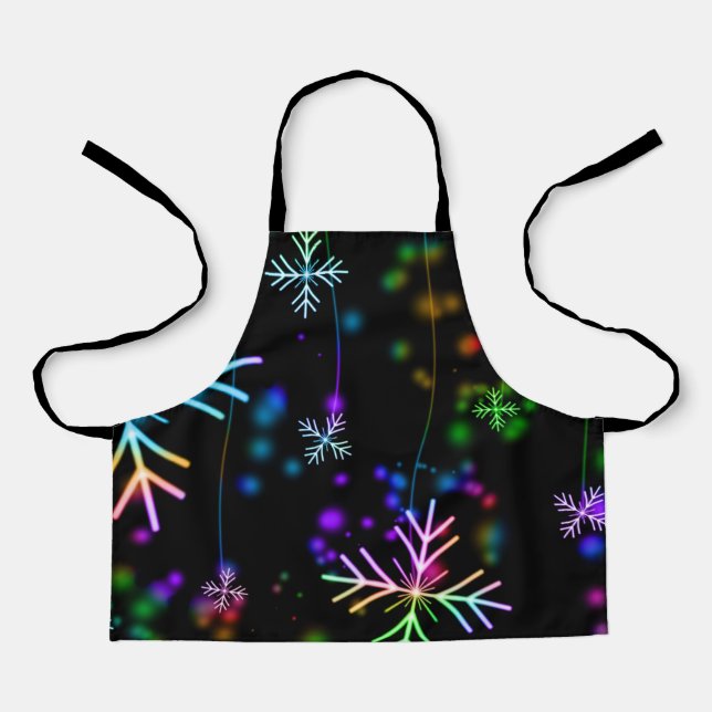 snowflakes-lights-background-snow apron (Front)