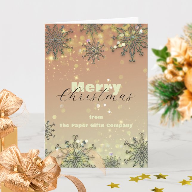 Snowflakes Lights on Peach-Pink Business Christmas Card (Creator Uploaded)
