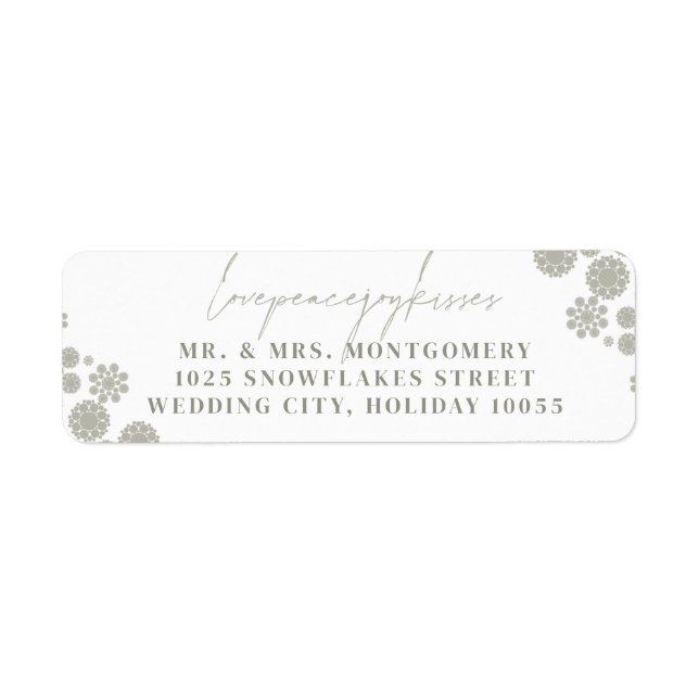 Snowflakes Love Peace Joy Kisses Wedding Address (Front)