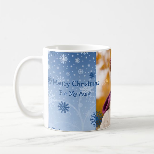 Snowflakes Merry Christmas Aunt Photo Mug (Left)