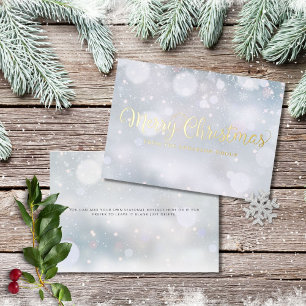 Snowflakes Merry Christmas Business Gold Foil Holi Holiday Card