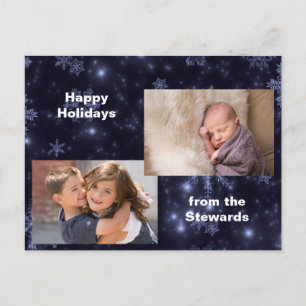 Snowflakes Midnight Blue Holiday Photo Carte posta