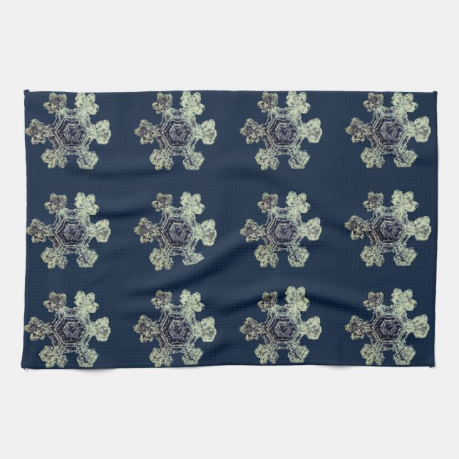 Snowflakes Midnight Blue Kitchen Towels (Horizontal)