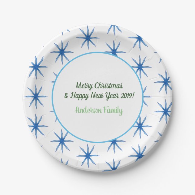 Snowflakes, Minimal Design Paper Plate (Front)