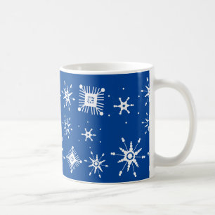 Snowflakes Mix Geometrical Blue  Coffee Mug