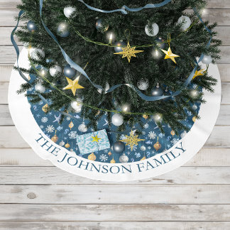Snowflakes & Nautical Elements Personalized Brushed Polyester Tree Skirt
