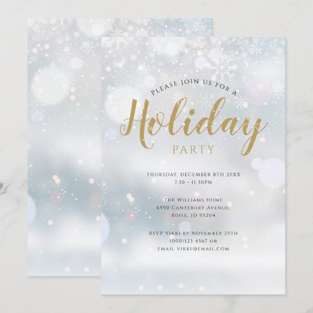 Snowflakes Noël Fête Invitation (Devant / Derrière)