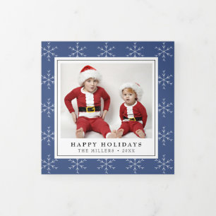 Snowflakes Noël Holiday Triple Carte photo