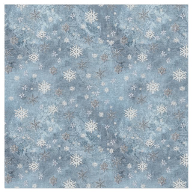 Snowflakes  on a Frozen Glass Window Fabric (Close Up)