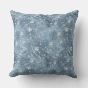 Snowflakes  on a Frozen Glass Window Throw Pillow