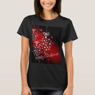 Snowflakes on a red and black background. T-Shirt