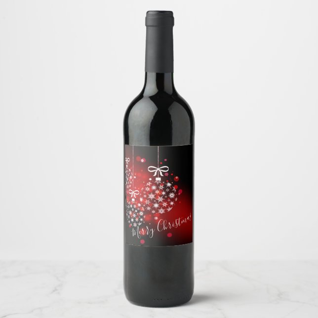 Snowflakes on a red and black background. wine label (Front)