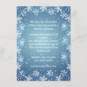 Snowflakes on blue background Christmas Party Invitation