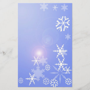 Snowflakes on Blue Christmas Stationary Stationery