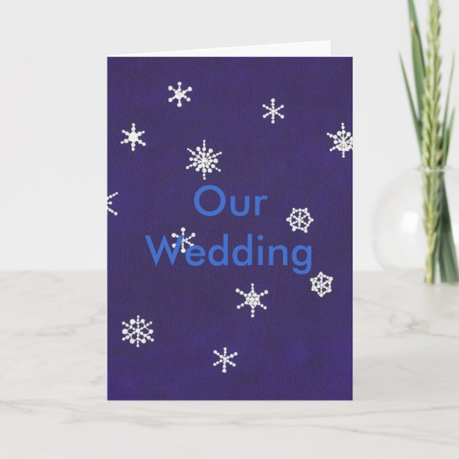 Snowflakes on blue, Our Wedding, invitation Cards (Front)