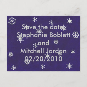 Snowflakes on blue, Save the date, announcements Postcard