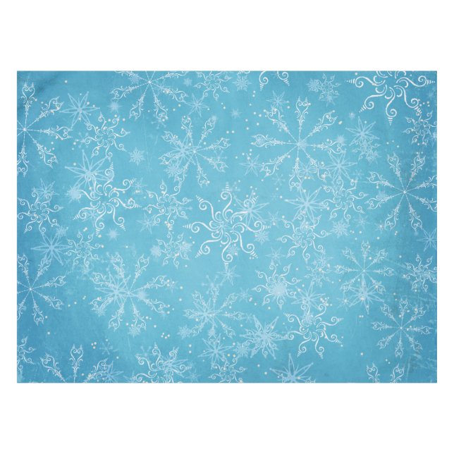 Snowflakes on Blue Tablecloth (Front (Horizontal))