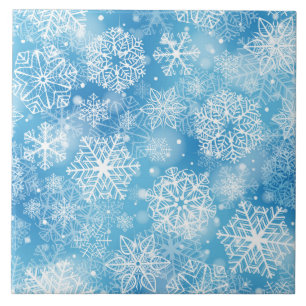 Snowflakes on blue tile