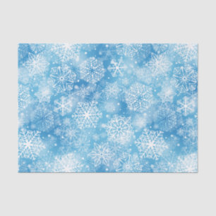 Snowflakes on blue tissue paper