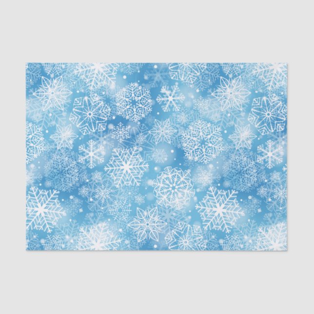 Snowflakes on blue tissue paper (Front)