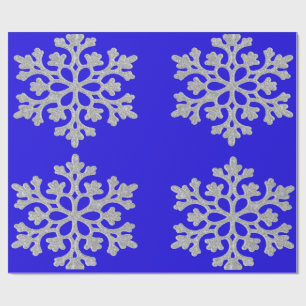 Snowflakes on Blue Wrapping Paper