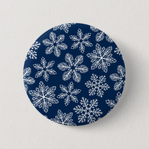 Snowflakes on dark blue 2 inch round button