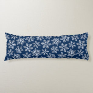 Snowflakes on dark blue body pillow