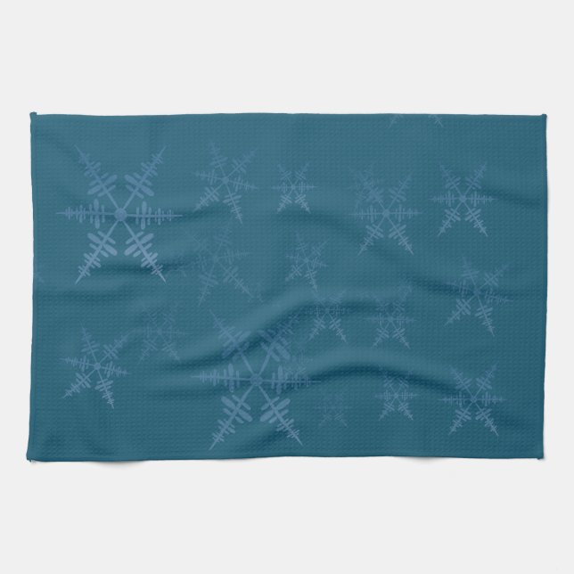 Snowflakes on Dark Blue Kitchen Towel (Horizontal)