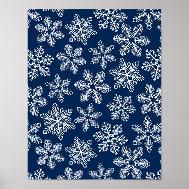 Snowflakes on dark blue poster (Front)