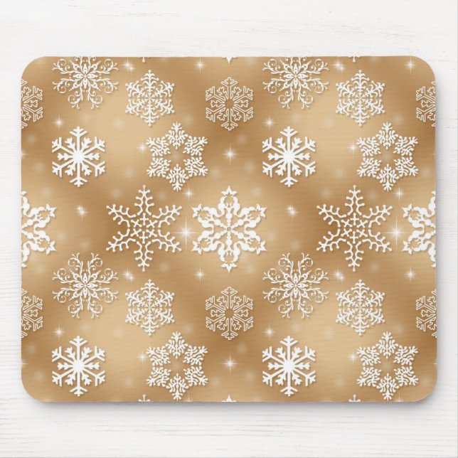 Snowflakes On Gold Mouse Pad (Front)